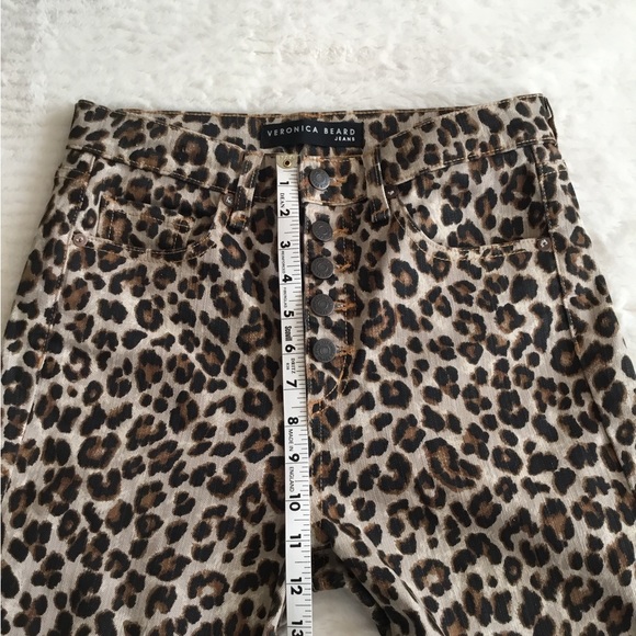 Veronica Beard Debbie Leopard Button Fly 10" High Rise Skinny Leg Jeans Size 28 - Picture 12 of 12